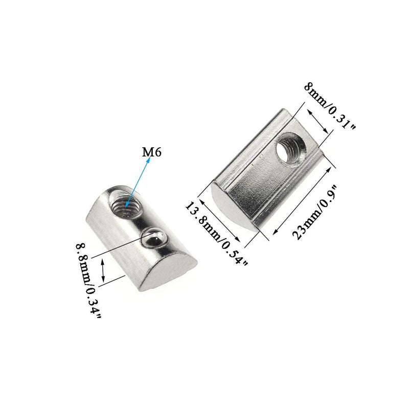 [Australia - AusPower] - 4040 Series M6 T Slot Nuts Roll-in Spring Ball Loaded Elastic Nuts 15 Pack Carbon Steel for 4040 Series Aluminum Extrusion Profile Rail with 8mm Slot for 3D Printer 4040 Series M6 15Pieces 