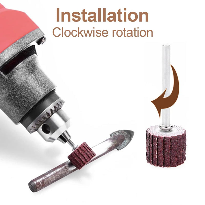 [Australia - AusPower] - Pack of 15 Flap Grinder Lamellar Grinder for Drill, Grit Grinding Attachment for Cordless Screwdriver, Sharpening Stone Ball Head Sander with 3 x 3 mm Connecting Rod, for Rust Removal, Polished 