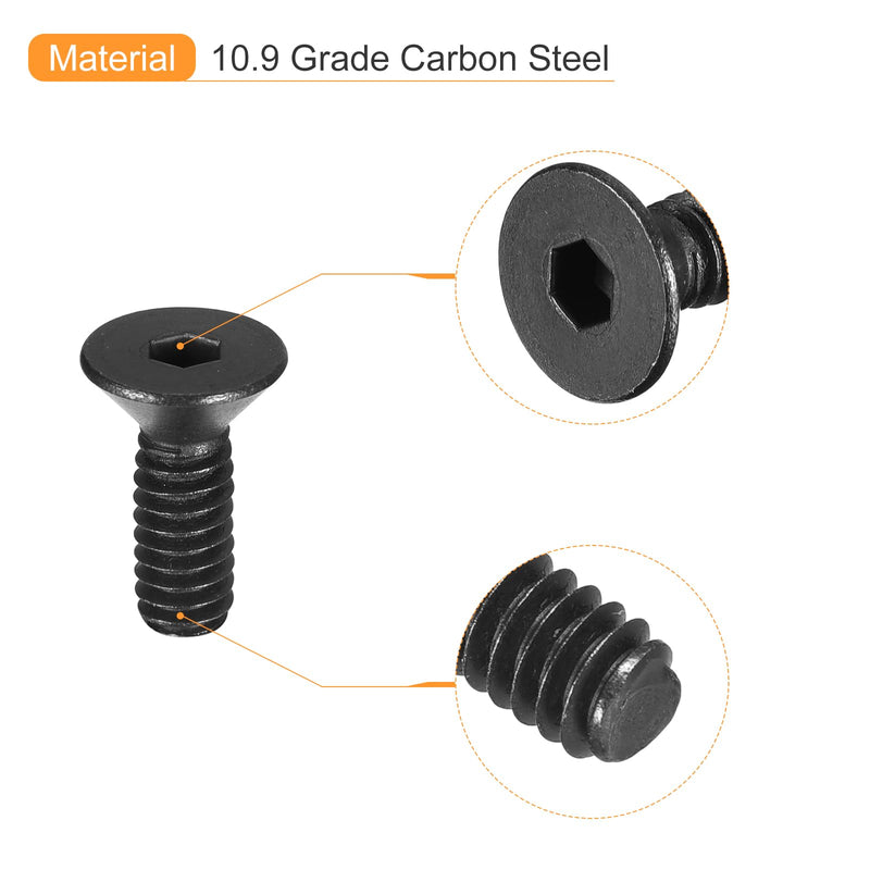 [Australia - AusPower] - uxcell #6-32x1/2" Flat Head Socket Cap Screws, 10.9 Grade Carbon Steel Hex Socket Countersunk Flat Head Screw Bolts Machine Screws Fasteners, Fully Threaded, Black Oxide, 20Pcs #6-32x1/2" 20 