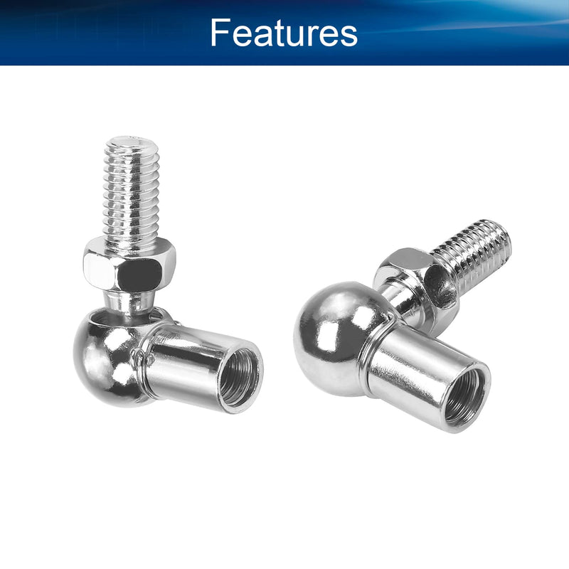 [Australia - AusPower] - Heyiarbeit 2Pcs Rod End Ball Bearing with Stud, M8 Female Thread 8mm Round Handle Dia A3 Steel Silver Tone 8x8mm 