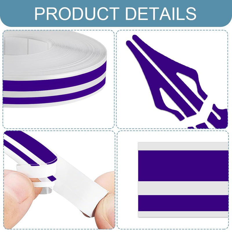 32Ft Car Pinstriping Tape, Pinstripe Body Sticker, Vinyl Automotive Pinstriping Tape Stripe Decal, Auto DIY Body Side Stripes Trim Sticker for Auto Motorcycle Home (Purple) Purple