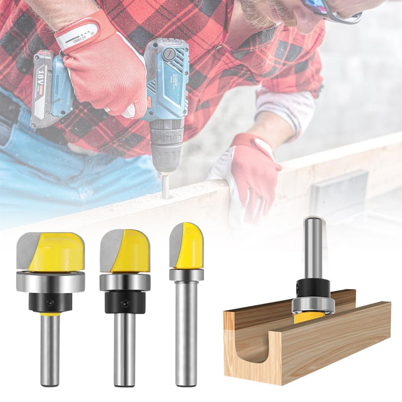 Set of 3 Bowl and Tray Template Milling Cutter Bit, 8 mm Round Cutter Router Bits, Chamfer Cutter for Cutting Tool, Woodworking Shaker Cutter Tools