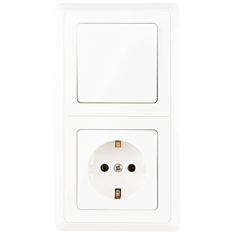 REV PrimaLuxe Flush-Mounted Light Switch A/W Switch + Frame White Pack of 1 1 x light switch + frame
