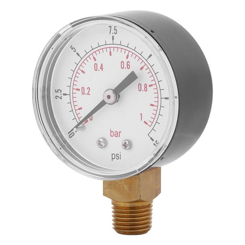[Australia - AusPower] - Mini Low Pressure Pressure Gauge BSPT Pressure Gauge for Fuel, Air, Oil or Water 0-15 psi / 0-1bar 