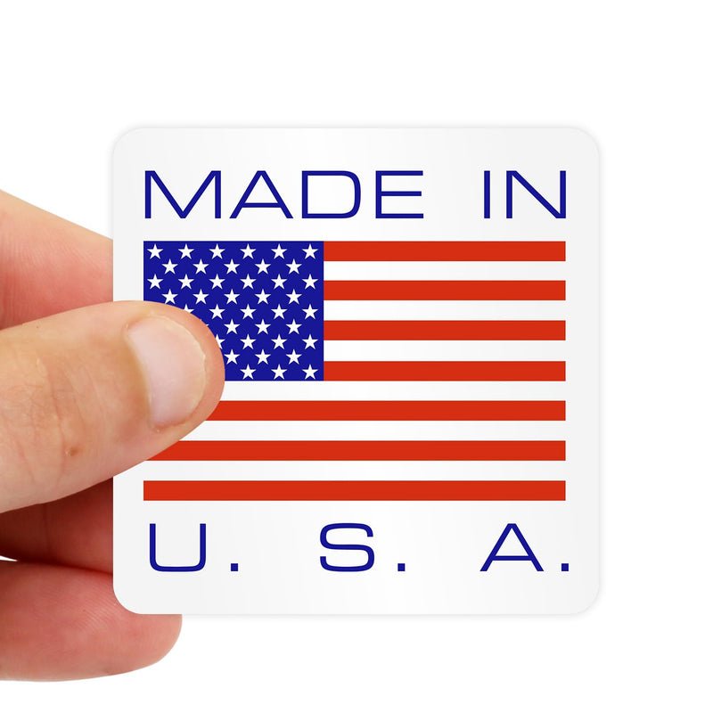 SmartSign (1000/Pack) Made in U.S.A Labels with Flag in Dispenser Box, 2 x 2 inch, Semi-Gloss Paper Stickers with Permanent Adhesive - for Shipping/Packaging/Transportation, Red/Blue/White, USA-Made