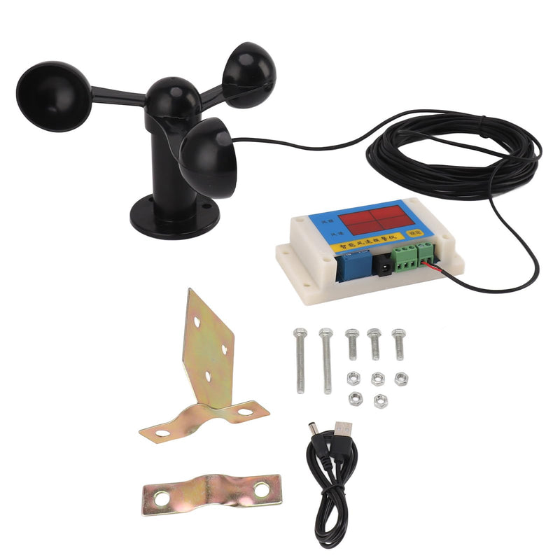 [Australia - AusPower] - Topyond Wind Gauge, Wind Speed Alarm Device with 3 Fan Blades, Tower Crane Aneometer, Wind Gauge, USB, 5 V, High Precision, for Outdoor Use, Intelligent Alarm 