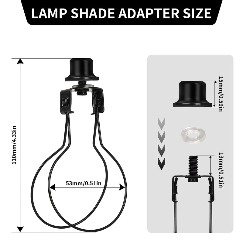 [Australia - AusPower] - 2 Pack Round Lamp Shade Light Bulb Clip Adapter, ALUCSET Lampshade Holder Clip on with Lamp Shade Attaching Finial Top Bracket Holder Support Fitter Parts Converter (Set of 2, Black) 