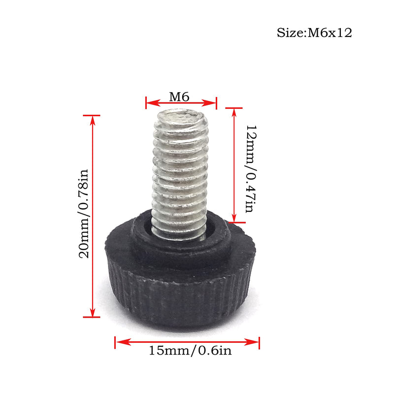 [Australia - AusPower] - 10Pcs M6 Black Knurled Clamping Knob,Threaded Metal Knurled Thread Clamping Knob Type Round Head(M6x12) M6x12 