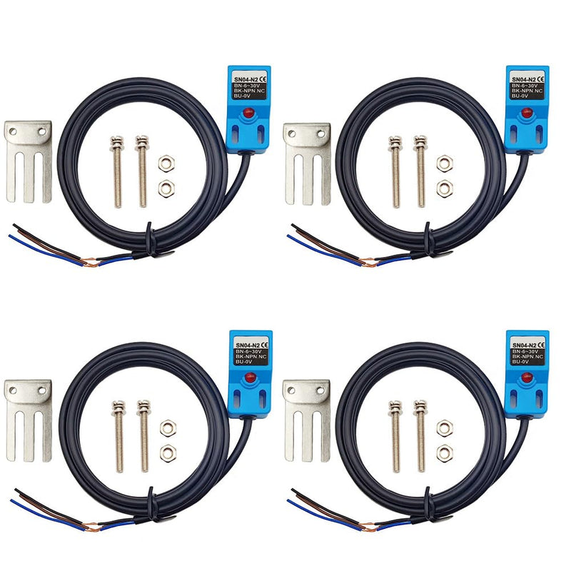[Australia - AusPower] - SN04-N2 NPN NC Inductive Proximity Sensor Normally Close Detection Approach Switch with SN Bracket (Blue, 4 Pack) 