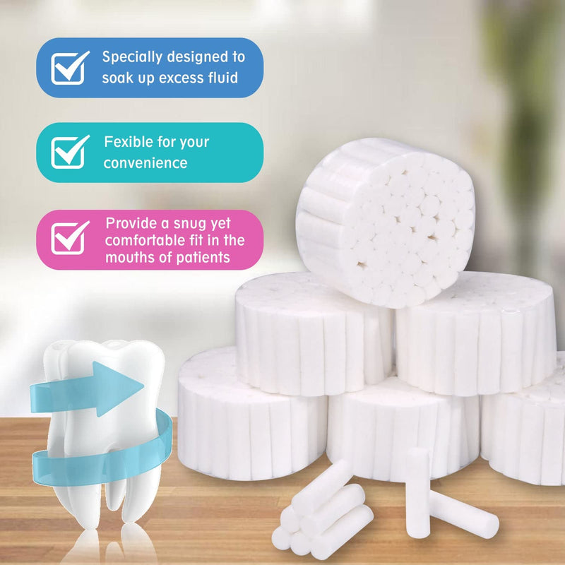 [Australia - AusPower] - Disposable Cotton Rolls 1000 Rolls of White Non-Sterile Cotton Pads 100% Cotton Mouth Rolls Soft and Absorbent Nose Plugs for Kids and Adults 