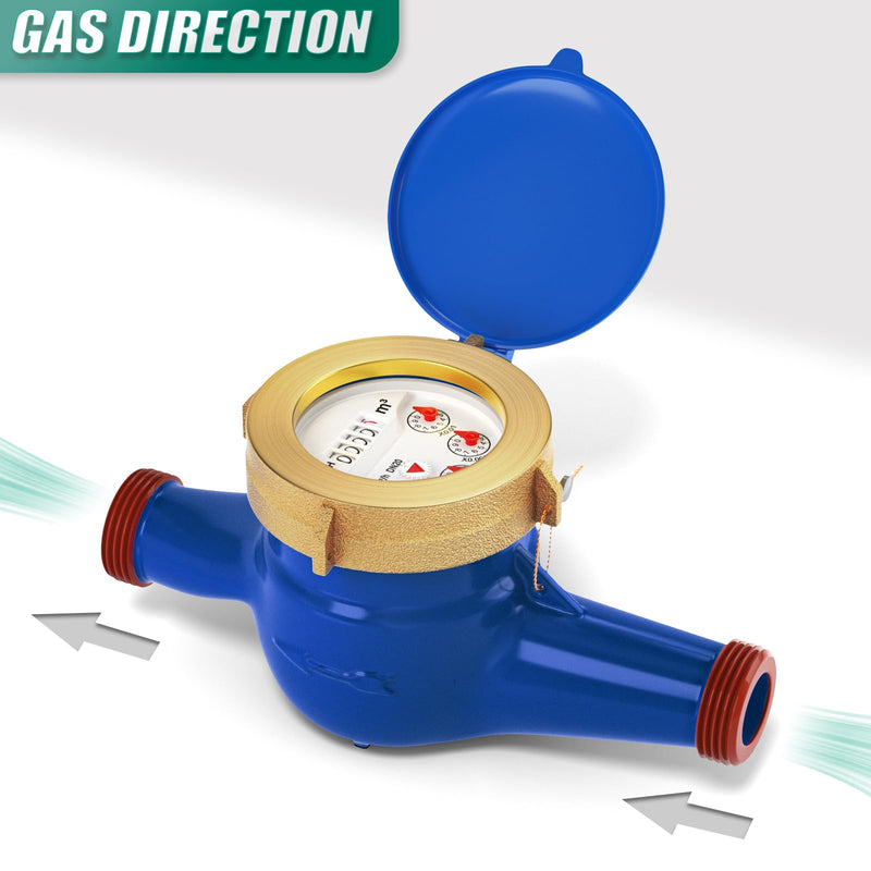 [Australia - AusPower] - DN20 Cold Water Meter, 3/4" NPT Thread Couplings, Horizontal Install, for Home, Garden Irrigation, Residential Water Supply 