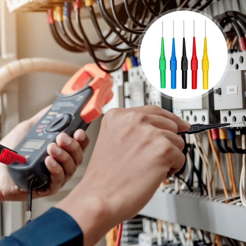 [Australia - AusPower] - Riisoyu Pack of 5 1 m Multimeter Test Leads, 4 mm, 5 Colours, Insulated Banana Plugs, 10 Pieces, Crocodile Clips and Test Probes, Multimeter Measuring Cable, Cable for Current Meters, Multimeters, 