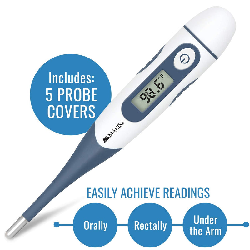 [Australia - AusPower] - MABIS Digital Thermometer for Babies, Children and Adults for Oral, Rectal or Underarm Use, Blue, 20 Sec 