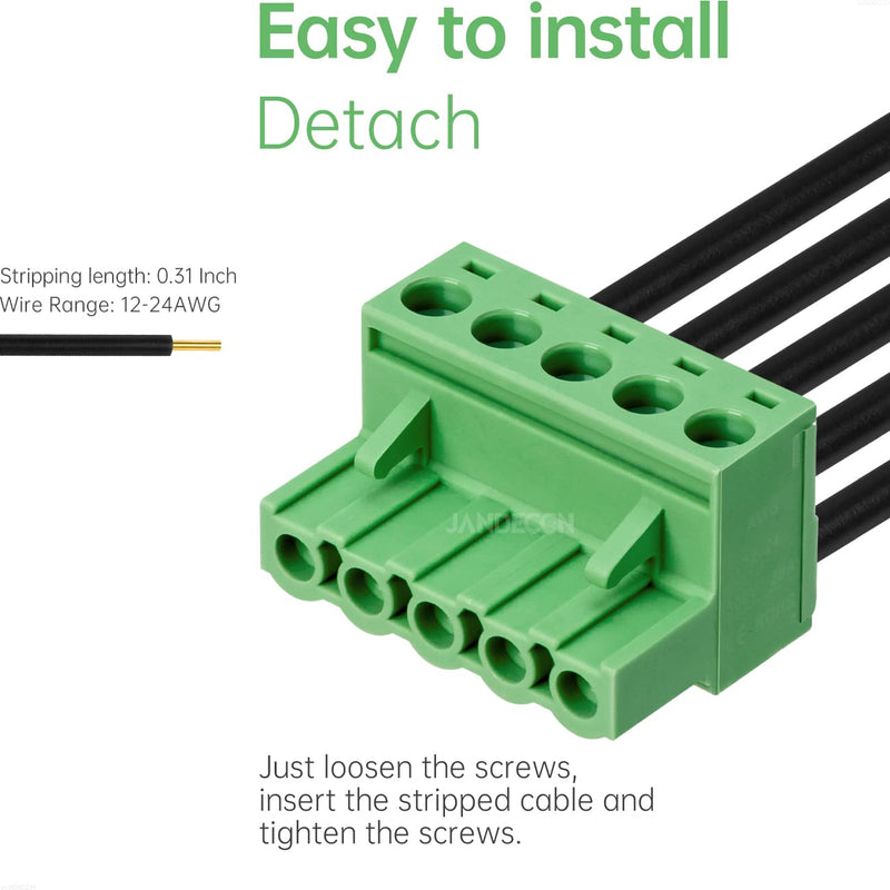[Australia - AusPower] - 10Pcs 5 Pin 5.08mm Pitch DIY PCB Mount Screw Terminal Block Connector with 10Pcs 5 Pin Phoenix Plug 5P 