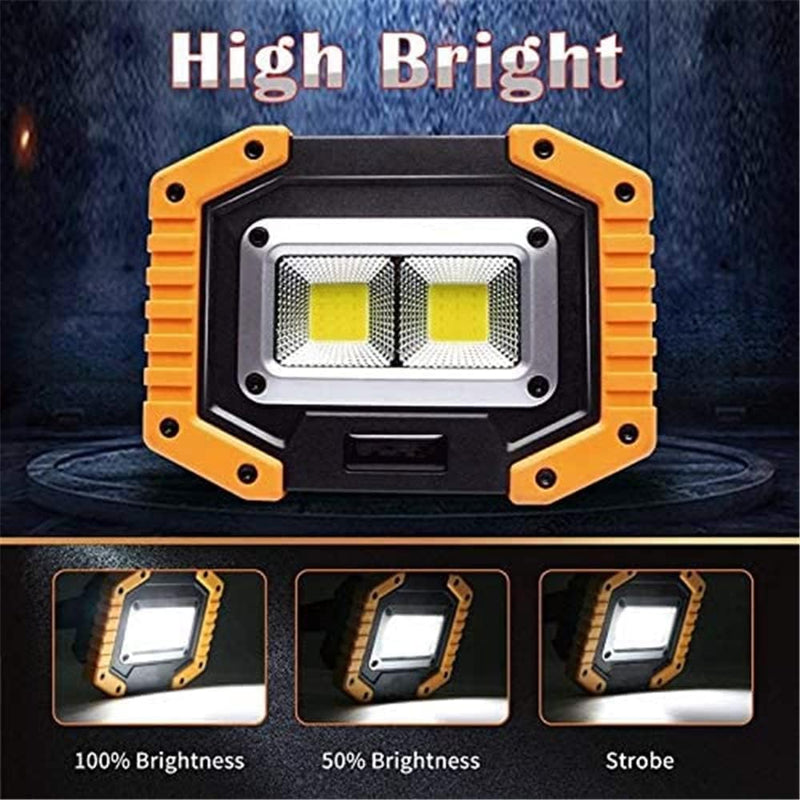 [Australia - AusPower] - OTYTY LED Work Light Rechargeable, 30W 1500LM Battery Powered Portable Flood Lights with Magnetic Base, 4200mAh Battery for Camping Outdoor Car Repairs Job Site Lighting 2 Pack Yellow 2PCS 