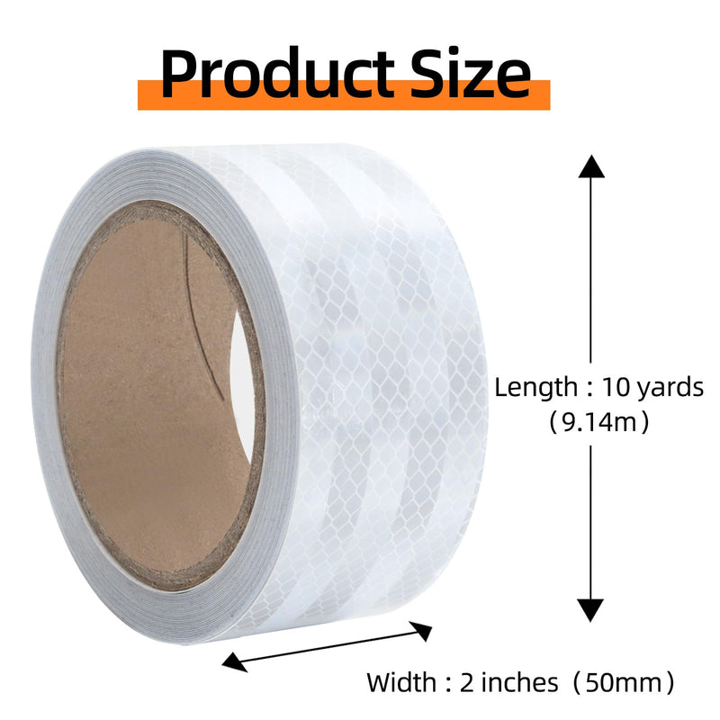 QILIMA 3 Rolls 2 Inch x 30 FT White Reflective Tape 2 Inch Outdoor Waterproof for Vehicles - High-Visibility Safety Reflector Tape for Bicycles, Trucks, Trailers - Reflective Stickers，Total 99 Ft