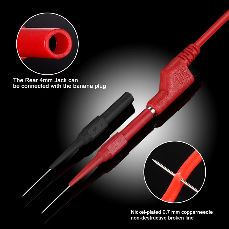 [Australia - AusPower] - Hejo 6 Piece Test Leads Set with Crocodile Clips Cable, 4 Pieces 4 mm Banana Plug Cable with 2 Pieces Test Probes, 1 m Measuring Cable for Multimeter (Red and Black) Pack of 6 - 2 colours 