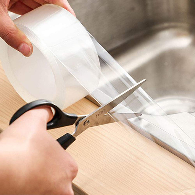 Caulk Tape Clear 1.96 Inch x 33 Feet, Waterproof, Self Adhesive, Anti-Grease, PMMA Sealing Caulking Strip for Kitchen Sink Bathtub Bathroom Shower Toilet 1.96 Inch Width x 33 Feet Length