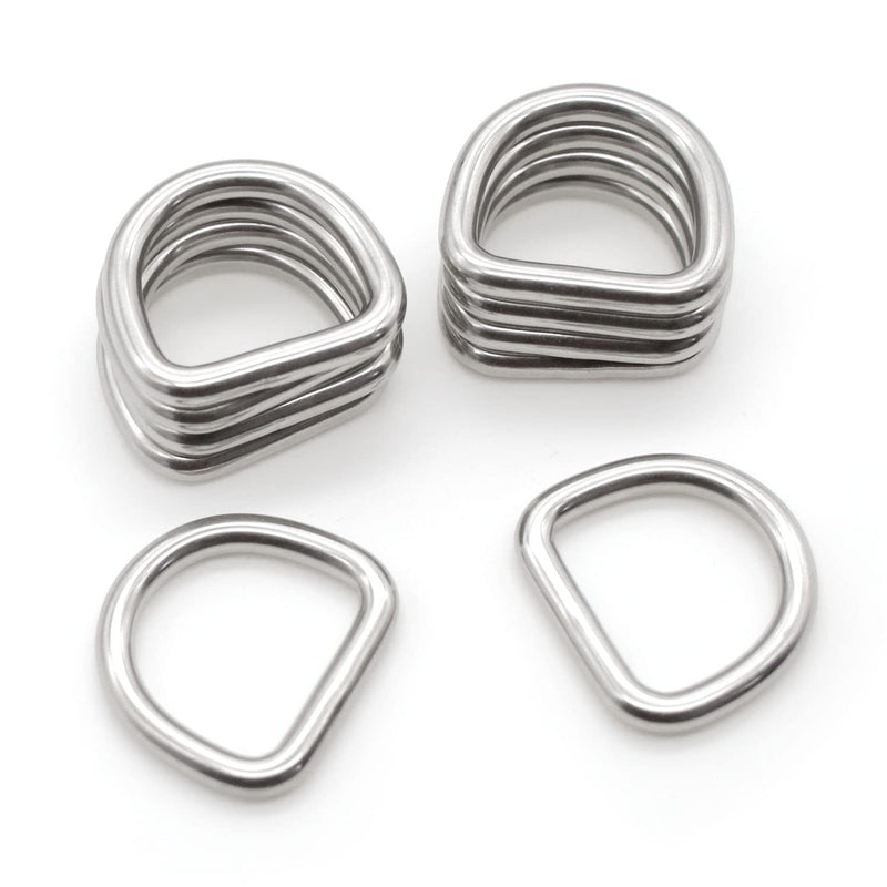 [Australia - AusPower] - 10 Pcs 304 Stainless Steel Heavy Duty Welded D Ring Solid Metal D Rings for Camping Belt, Dog Leashes Hardware 5mm×25mm×22mm 