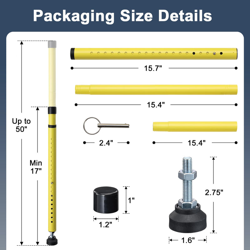 Sliding Door Security Bar, 17.7-50.5inch Heavy Duty Adjustable Sliding Patio Door Lock Bar with Rubber Tips,Diameter 1inch Window Security Bar for Home Apartment Travel Children Women (Yellow) 1 Yellow