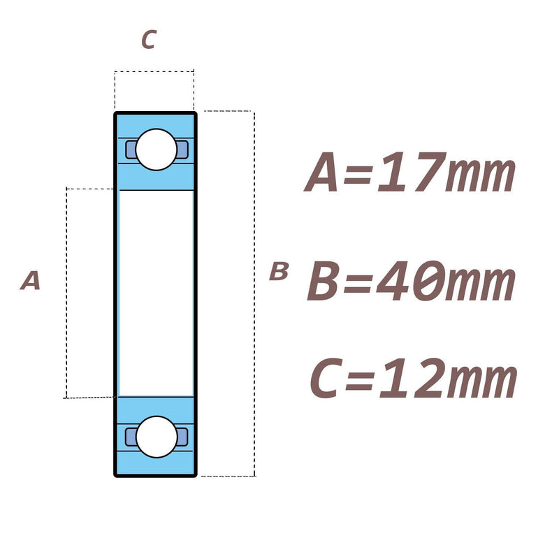 [Australia - AusPower] - 10 PCS 6203-2RS Double Sealed Deep Groove Ball Bearings, 17x40x12mm, Pre-Lubricated with Double Red Rubber Seal & High RPM Support 6203DDU 6203VV 10 PCs 