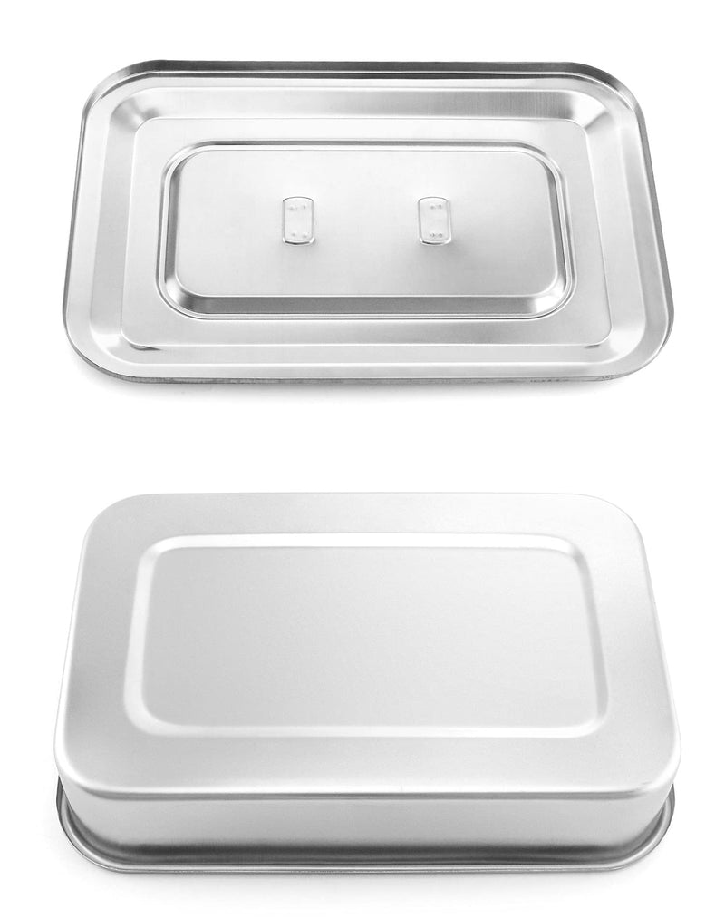 [Australia - AusPower] - QWORK Medical 201 Stainless Steel Instrument Tray Organizer Holder with Lid and Handle Grip for Surgical Medical Dental Instruments, 9.5" x 6.3" x 2" 9" 1 Pack 