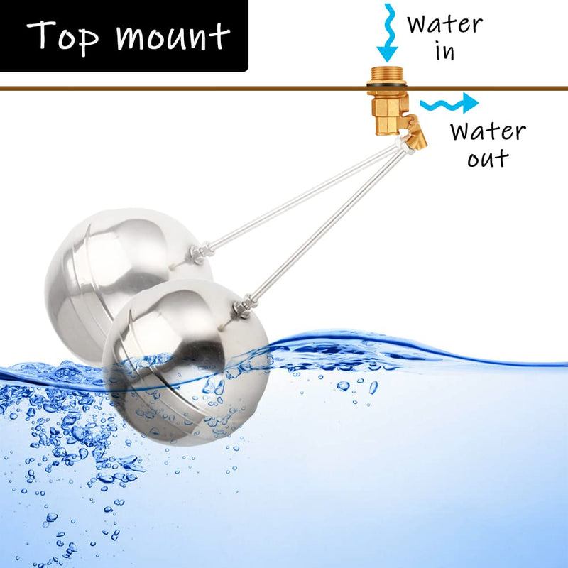[Australia - AusPower] - Uenede Float Ball Valve DN25 1" Male Thread Stainless Steel Floating Ball Brass Valve Automatic Switch for Stock Tank Pool Water Level Control 1"-1PCS 