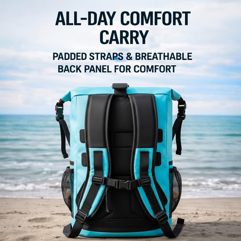 Malo’o 30L Waterproof Dry Bag Backpack – Roll Top Heavy Duty 500D PVC Dry Pack with Padded Straps, IPX6 Waterproof, Keeps Gear Dry for Kayaking, Fishing, Beach, Camping & Travel Dark Blue 30l Dry Backpack