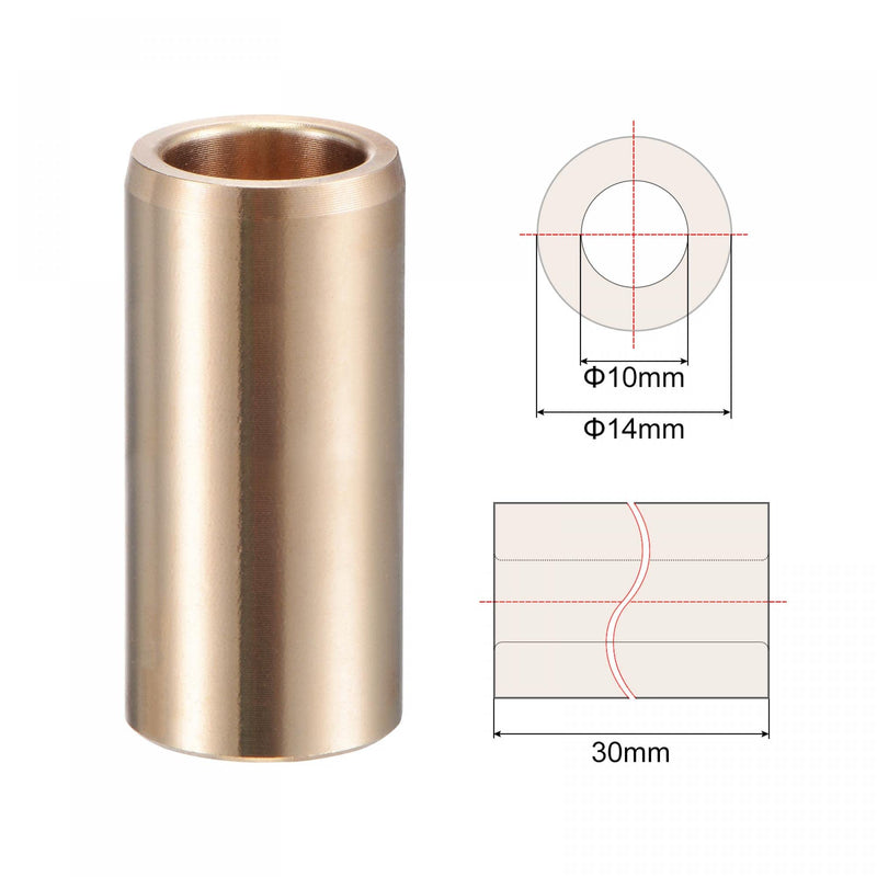 [Australia - AusPower] - uxcell Sleeve Bearings 10mm Bore 14mm OD 30mm Length Cast Brass Self-Lubricating Bushing 10x14x30mm 