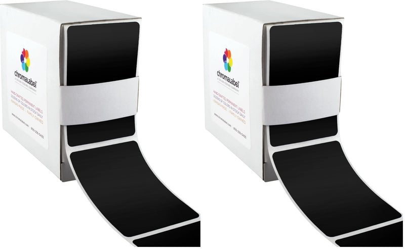 ChromaLabel 2 x 3 inch Permanent Color Code Rectangle Labels, 250 Labels per Dispenser Box, Black (Pack of 2) 2" x 3" (Pack of 2)