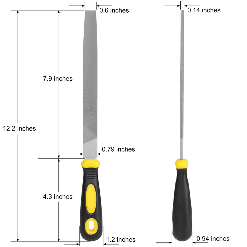 [Australia - AusPower] - 8'' Flat Hand Metal File, Ergonomic Rubberized Handle, Uniform Teeth, Strength High Carbon Steel, Suitable for Long Time Use for Trimming, Removing, Sharping Metal, Stone, Wood, and more. 