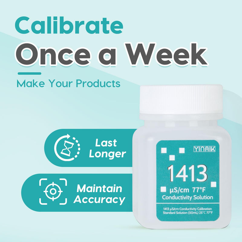 [Australia - AusPower] - 1413 ?S/cm Calibration Solution, Conductivity Salt Standard Buffer Solution for 5 in 1 Salinity Tester, EC Meter, TDS Meter, 7 in 1 Multi-Parameter Tester Calibration, 4 Bottles of 50mL 1413 ?S/cm Solution 
