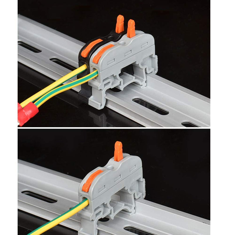[Australia - AusPower] - DIN Rail Terminal Blocks kit,Universal Compact Wire Wiring Connector (20 pcs connectors+2 pcs Article in Parallel+ 2 pcs Digital Identification+2Pcs Fixed clamp+20 pcs Screw) 20 pcs connectors 