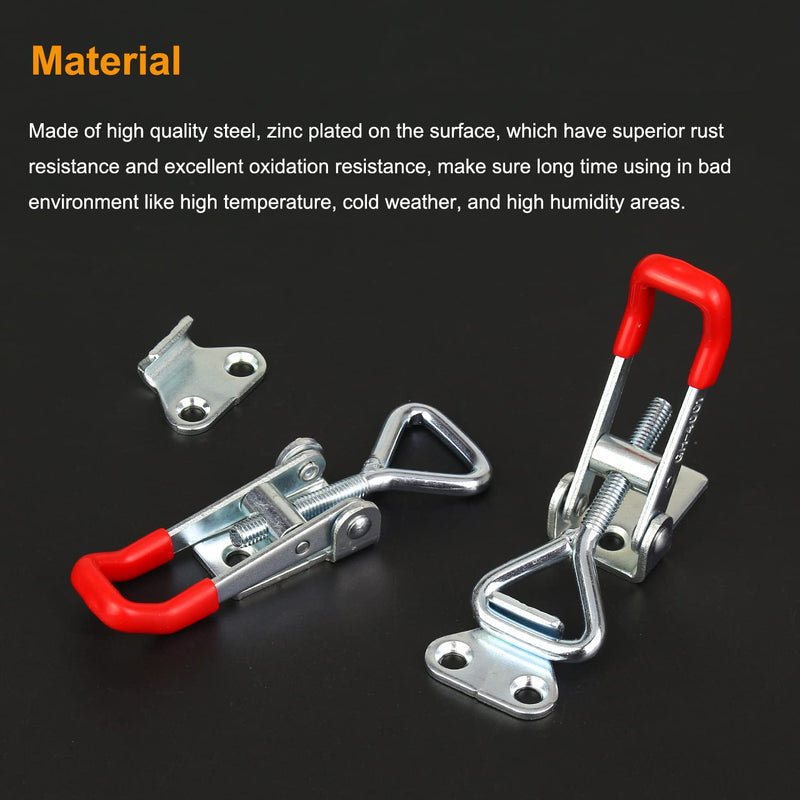 [Australia - AusPower] - 6 Pieces Adjustable Toggle Clamps, Heavy Duty Toggle Latch Clamps, Pull Latches for Doors, Cabinets, Wooden Boxes, 150Kg 330Lbs Holding Capacity with Screws 6 