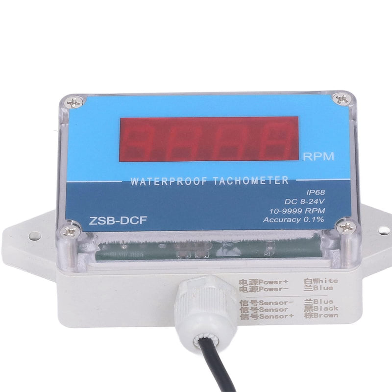 DC 8V-24V Motor Tachometer, Automated Industrial Accessories for Motor Equipment, 10-9999 Measuring Range, Digital Tachometer, LED Display, Speedometer, Motor Tachometer | 10-9999 rpm, Hall sensor, IP68 waterproof, red LED, ships, wind power, engineering