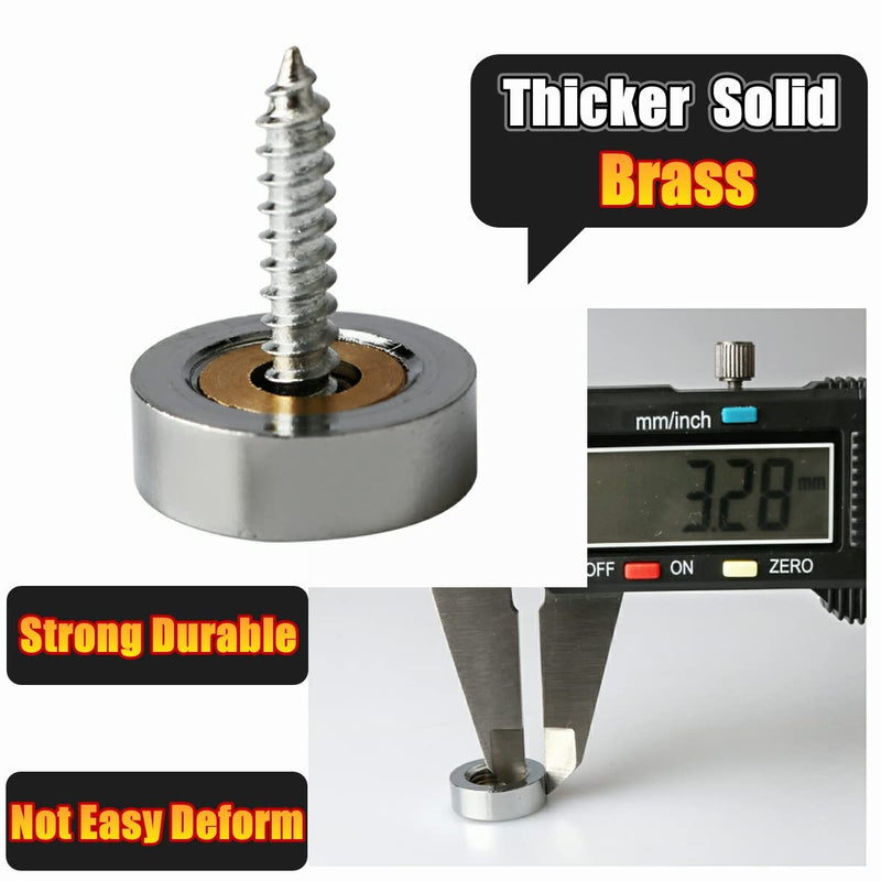 [Australia - AusPower] - Alise Brass Screw Covers Caps,Decorative Mirror Screws Cap Nails,16mm Dia Upholstery Screws Head Covers,ZS007-20P Chrome Finish,Pack of 20 15.5mm 