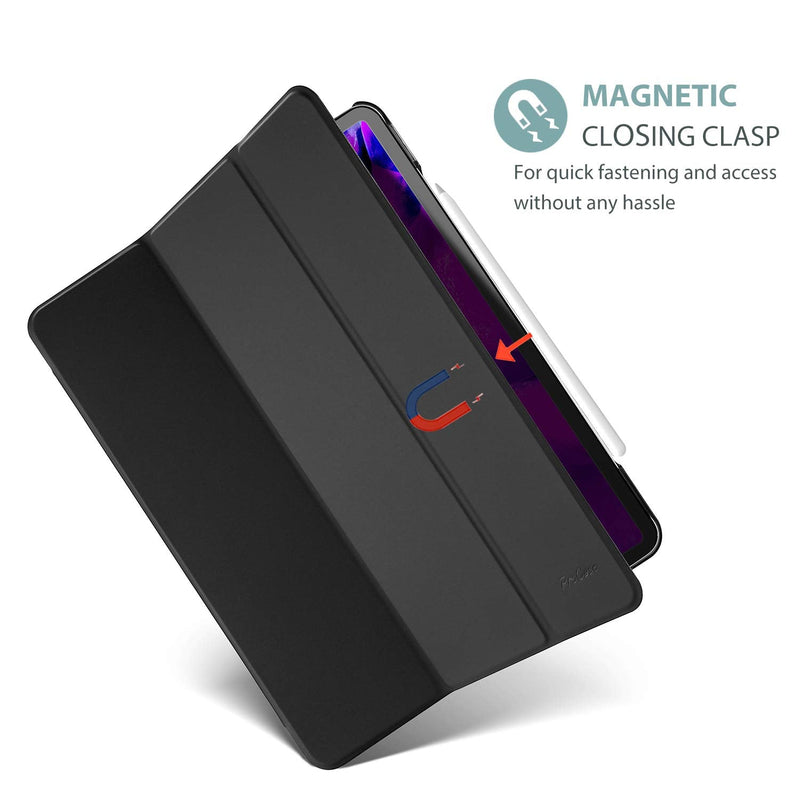 [Australia - AusPower] - Smart Case for iPad Pro 12.9 2022/2021/2020/2018, Slim Stand Hard Back Shell Smart Cover for iPad Pro 12.9 6th Generation 2022 / 5th Gen 2021 / 4th Gen 2020 / 3rd Gen 2018 -Black Black 