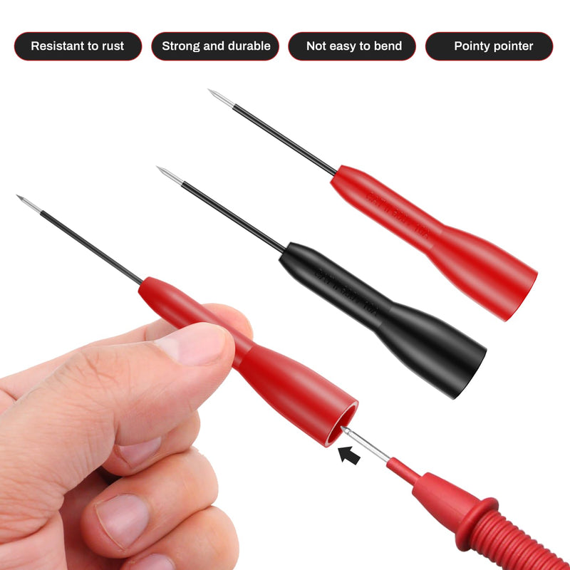 [Australia - AusPower] - 4 Pack 2mm Extended Needle Test Probes, 600v/10a Non-Destructive Multimeter Test Probe for Leads Tl71 Tl75,Multimeter Needle Probes 