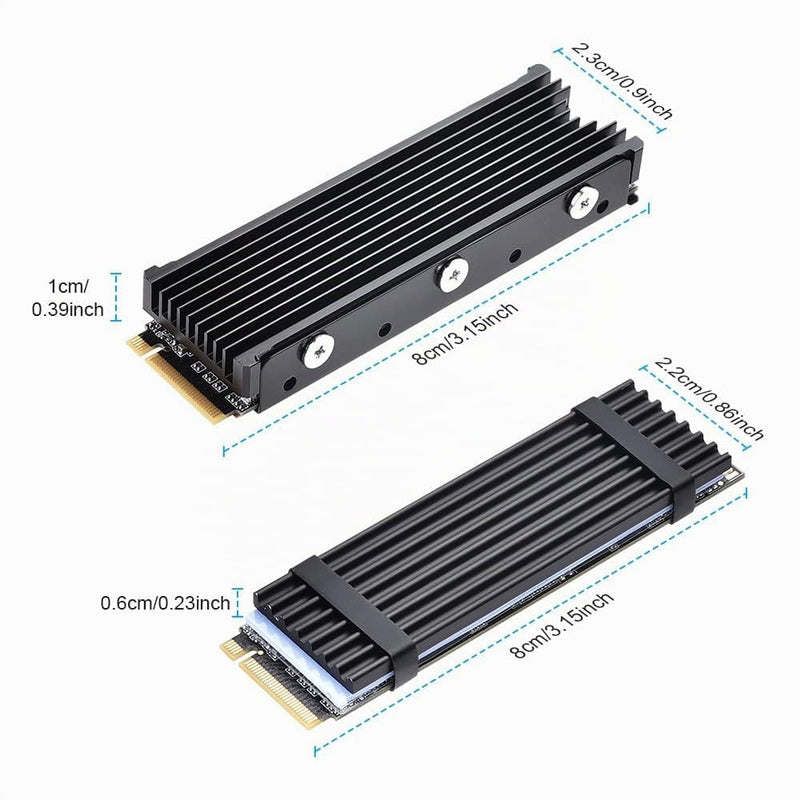 ELUTENG M.2 Heatsink for 2280 M.2 SSD, Aluminum Double-Sided with 4 Silicone Thermal Pads Suitable for PC/PS5/PS5 Slim Installation, M.2 PCIe NVMe/SATA SSD, Black For PC and PS5