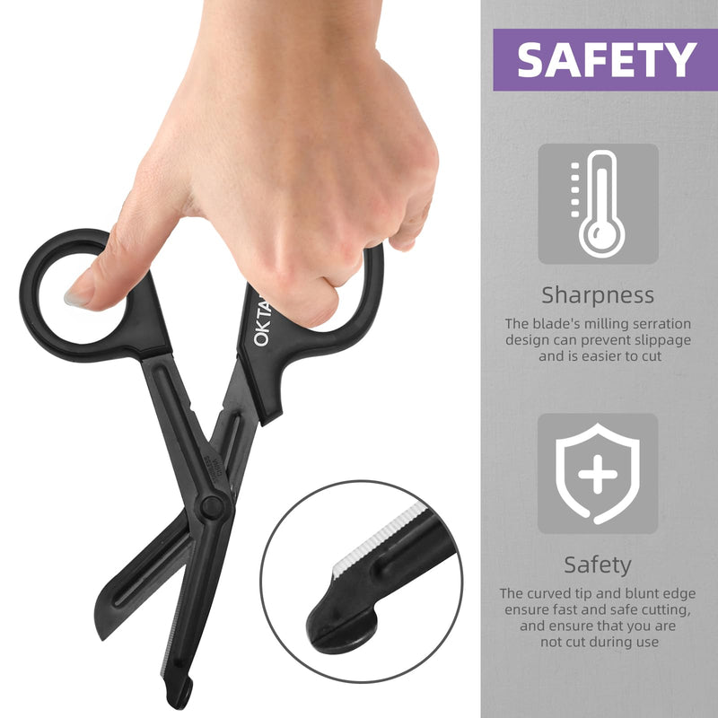 [Australia - AusPower] - OK TAPE Shears - Bandage Scissors?Medical Scissors, EMT Trauma Shears, Non-stick Scissors, First Aid Outdoor Stainless Steel Teflon, Black Handle and Black Coated Blades, 1 Packs 
