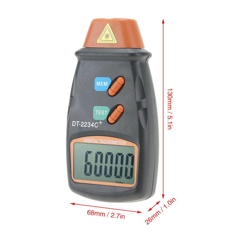 Photo Speedometer DT2234C Digital Speedometer Non-Contact Portable with LCD Display Speed Range 2.5 to 99,999 rpm