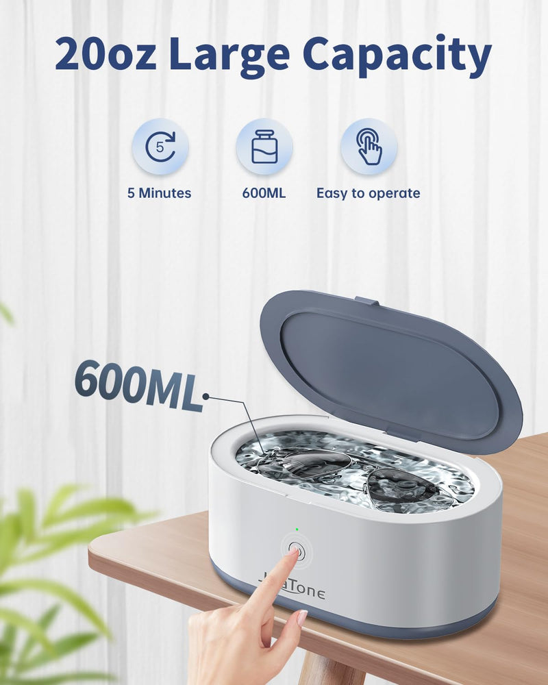 [Australia - AusPower] - Ultrasonic Jewelry Cleaner, JeaTone 20oz Ring Cleaner, 46KHz Professional Jewelry Cleaner Ultrasonic Machine, Jewelry Cleaner for All Jewelry, Rings, Diamonds, Gold, Glasses, Dentures Grey 
