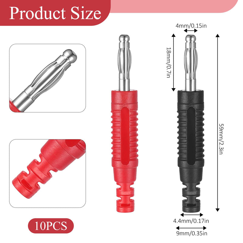 [Australia - AusPower] - Banana Plugs, 10 Pcs 4mm Insulated Banana Plug Connectors Adapters for Multimeter Test Leads Probes 