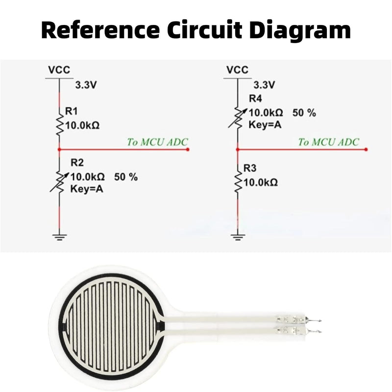[Australia - AusPower] - Force Sensitive Resistor, Round Force-sensitive Resistor Thin Film Pressure Sensor MD30-60 0~30KG Resistive Film 30mm Force Sensing Resistor 