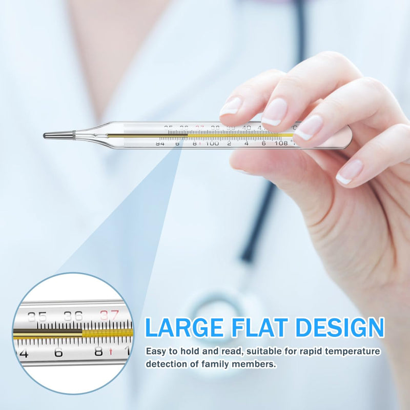[Australia - AusPower] - Glass Body Temperature Gauge - 2pcs Underarm Temperature Gauges with Dual Scale ℃&℉ - General Use Temp Checker Testing Tools for Adults Kids Accurate Fever Test Device Clinical 