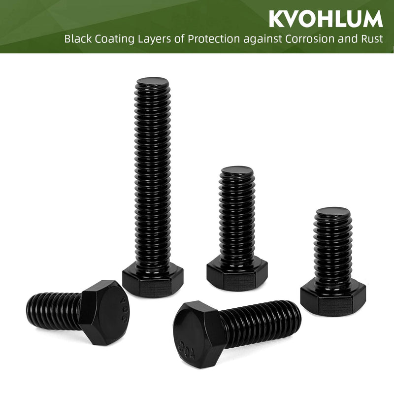 [Australia - AusPower] - 10 PCS M6 x 100mm Hex Head Screw Bolt, Stainless Hex Bolts, Full Thread, 18-8 Stainless Steel (304), Black Coating 