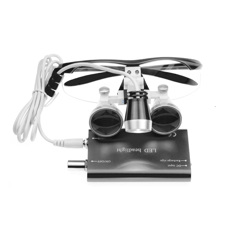 3.5x420mm Black Magnifying Glass with 3W LED Headlight for Lab Use
