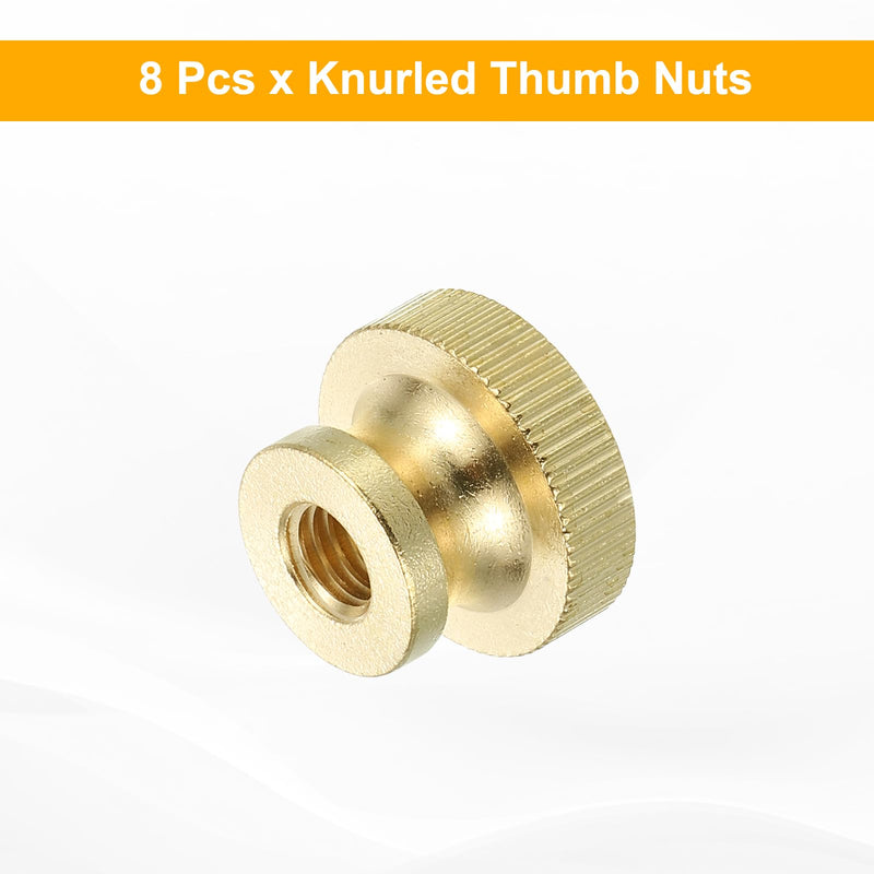 [Australia - AusPower] - uxcell Knurled Thumb Nuts, 8pcs M8 x D23mm x H16mm Brass Knurled Nut with Collar High Head Through Hole Adjusting Nuts for 3D Printer Parts 8 