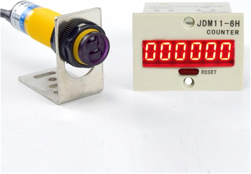 [Australia - AusPower] - 0-999999 Digital LED Counter +PhotoElectric Switch Sensor +Reflector Automatic Conveyor Belting 100-240VAC 6 Digits Mini Customer Traffic Counter Electronic Totalizer 