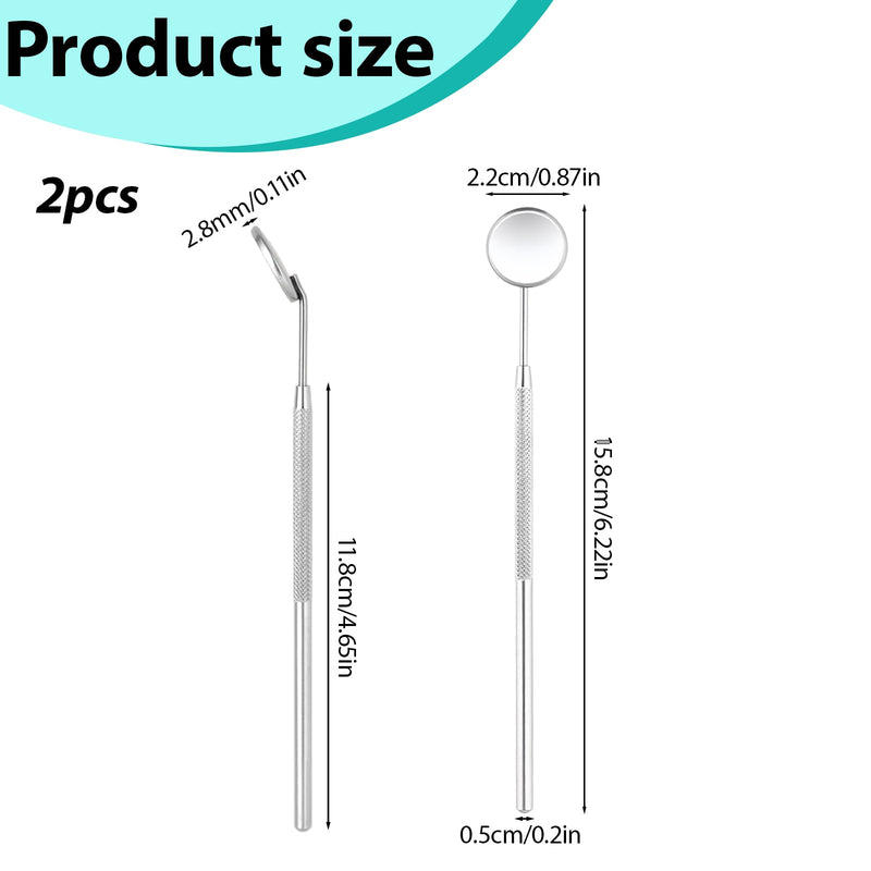 Professional Dental Care Set with 2 High Quality Stainless Steel Mouth Mirrors - Dental Inspection Mirror for Oral Care with 45° Bending Angle for Hard to Reach Areas, Durable and Safe